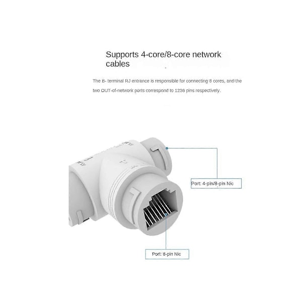 2-i-1 POE Kamera Forenklet Kabelkoblingssplitter Kabelkobling Treveis RJ45 Hode POE Kamera