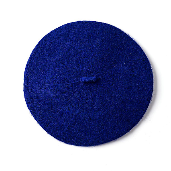 Höst- och vinterhatt ull förtjockad basker fransk konstnär basker kvinnlig målarmössa beanie Sapphire blue