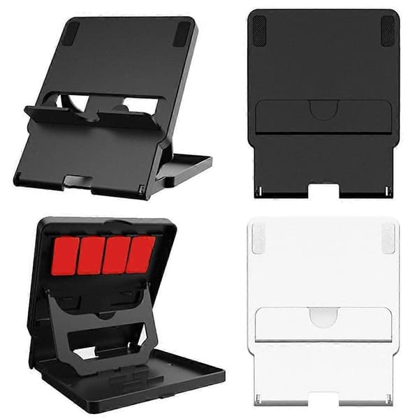 För Switch 2, Switch OLED Steam Deck & ROG Ally Justerbar Vinkel Vikbart Stativ Black