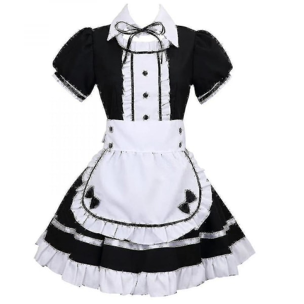 Lolita Ranskalainen Piika Mekko Tyttö Anime Cosplay Puku Tarjoilija Piika Juhla Lava Pukusetti Black 5XL