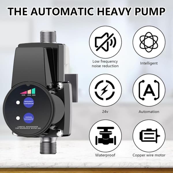 Vattenboosterpump, DC24V boosterpump, vattenpump med variabel frekvens, kranboosterpump, trestegs boostjustering
