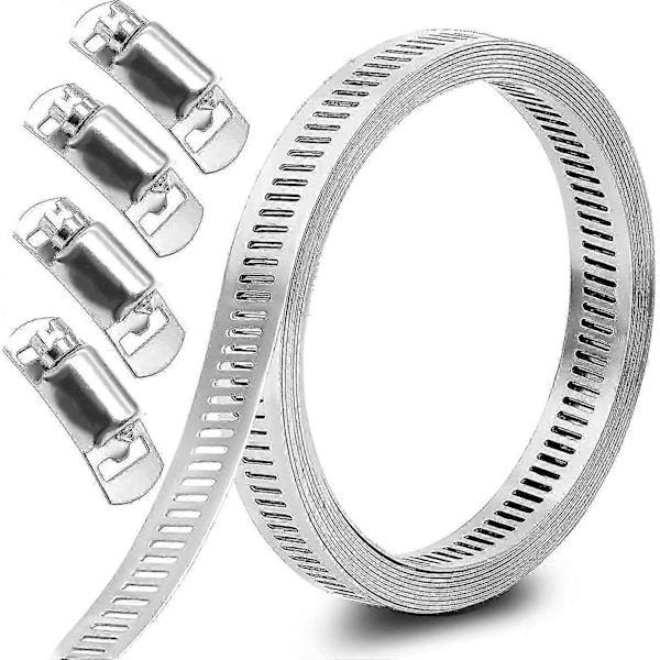 Slangeklemmer Slangeklemmer Rustfritt Stål Ormeklemme Justerbar Skrue Slangeklemme (3m, 5 Slangeklemmer)