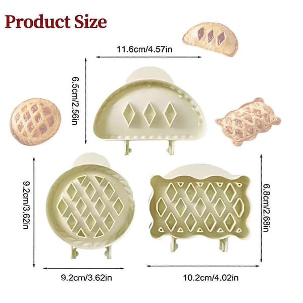 3 STK Håndpaiformer Sett, Eple-, Gresskar- og Eikenøttformet Deigpresse for Feriebaking og Festmat 1pc Rectangle
