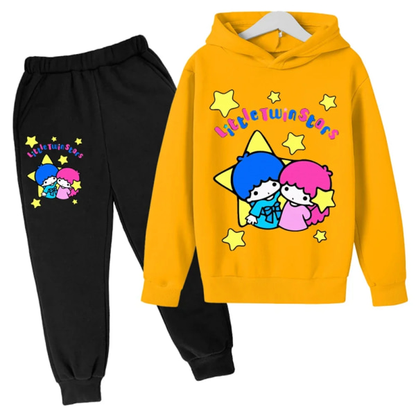 Little Twin Star Barnens populära New Fashion flickkläder Print Kläder Set Höst Långärmad Pullover Topp + Byxor Yellow 130