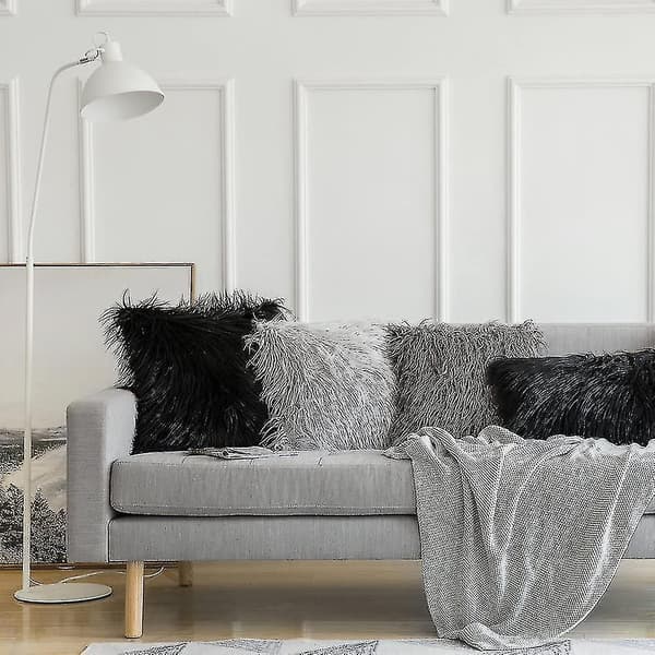 Sæt med 2 pudebetræk, bløde puder, fluffy pels puder, sofapuder, dekorative puder, pelslook, sofapuder, pudebetræk til sofa
