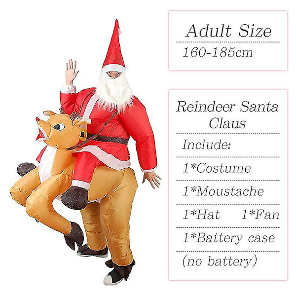 Uppblåsbar Tomtekostym för Vuxna Cosplay Jul Djur Anime Maskerad Ridande Ren Luftblås Karnevalskostymer Reindeer Santa Claus