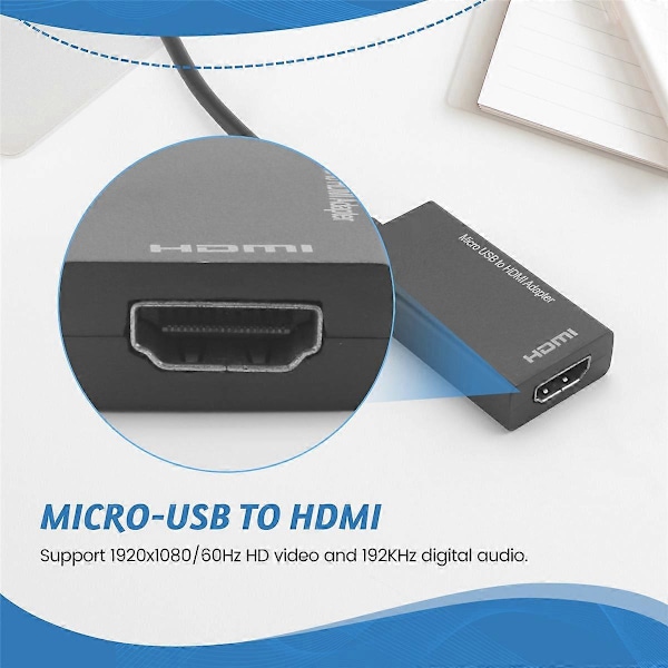 Micro-USB till HDMI Adapter 1080P HDMI-kabel för Android Telefon Tablet TV Stöd 192KHz Digitalt Ljud