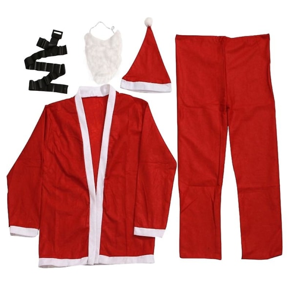 Jul Tomtedräkt Set Jultomte Kostym Tomte Cosplay Skägg Tomtedräkt För Män Julfest Kostym