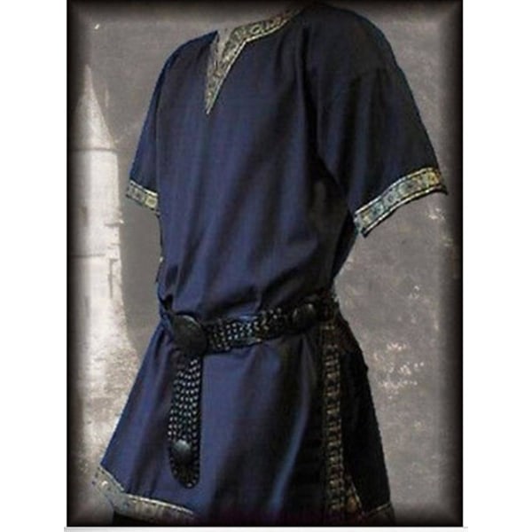 Keskiaikaiset renessanssipuvut miehille, aatelismiehen tunika, viikinkiaateliston Chevalier-ritari, soturi, Halloween-cosplay-asut, ei vyötä Brown XL Medieval