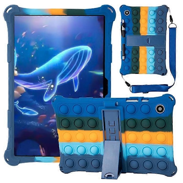 Kompatibel med Galaxy Tab A8 10.5 (2021) Fidget Sensorisk Silikon Boble Angst Stress Reduserende Leker Anti-skli Tekstur Nettbrettdeksel DarkBlue