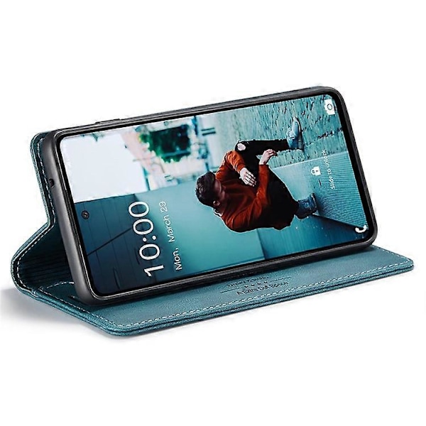 AUTSPACE A01-serien Kompatibel med Samsung Galaxy A52 4G/5G/A52s 5G PU Läderfodral RFID Plånbok Flip Ställ Skydd Blue