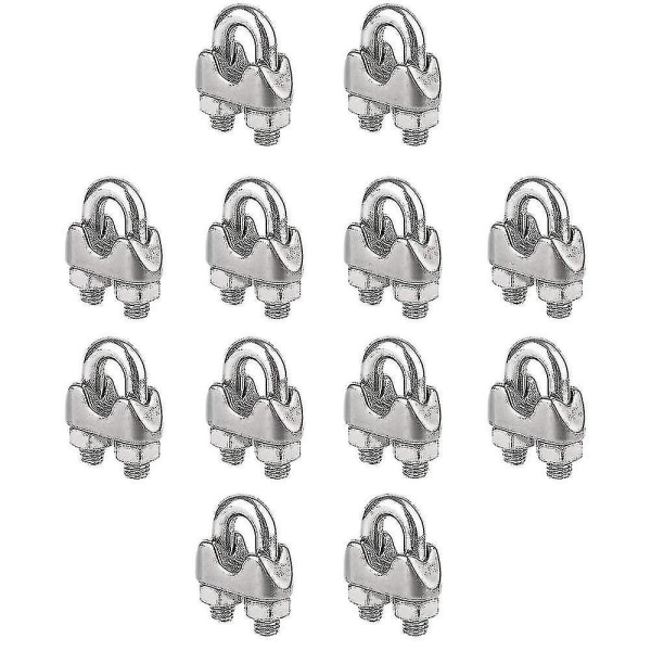 12 stk M8 rustfri stål wireklemme, wiretauklemme kabel / U