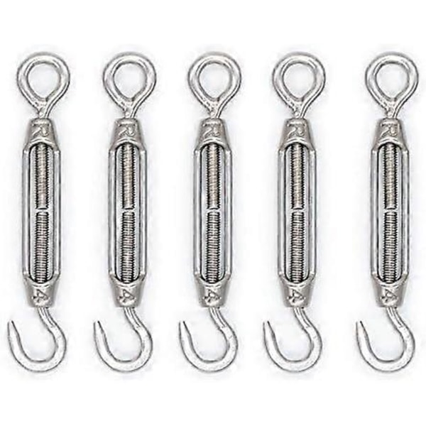 10 stk. M4 Rustfritt Stål 304 Krok & Øye Strammeskrue Krok Wire Tau Spenning