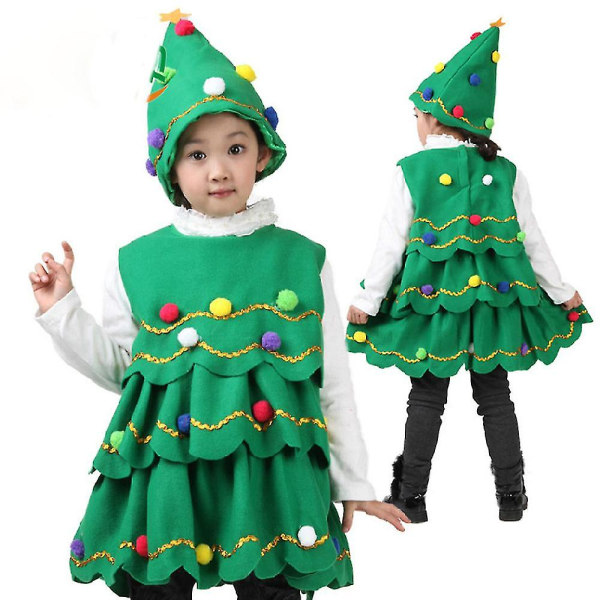 Juletræskostumesæt Børn Drenge Piger Fancy Dress Up Xmas Cosplay Party Performance Outfit 3-4 Years