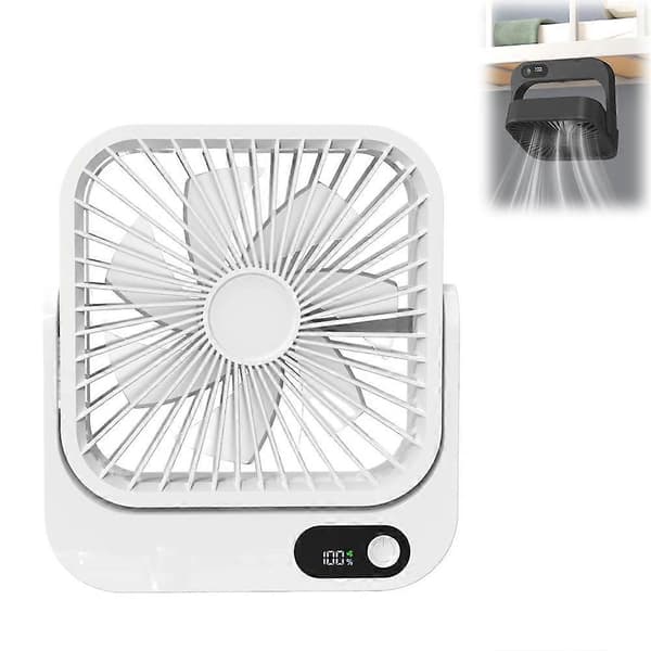 Magnetisk Bordventilator USB Genopladelig 5 Hastigheder Stille Bærbar Ventilator White