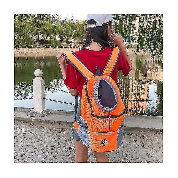 Reise Kjæledyr Hundebærer Valp Reise Mesh Ryggsekk Front Bærbar Skulderveske Orange M