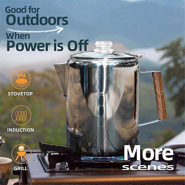 Kaffekande Komfur Kaffemaskine Percolator Bål Kaffekande Rustfrit Stål Kaffekande Camping