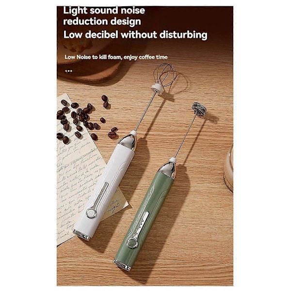 Bærbar Håndholdt Eggvisp Trådløs USB Oppladbar Dobbel Miksevisp Kaffeblender Melkeshaker Mikser Skummer A H