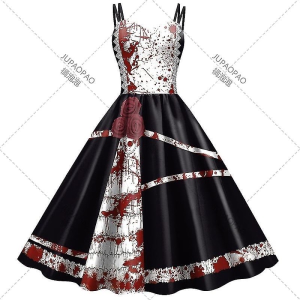 Color Cosplayer Halloween Cosplay Kjoler Heks Karneval Fest Kostume Voksne Aftenforestilling Tøj Djævel Gotisk Kjole Høj Kvalitet B361-1006 L