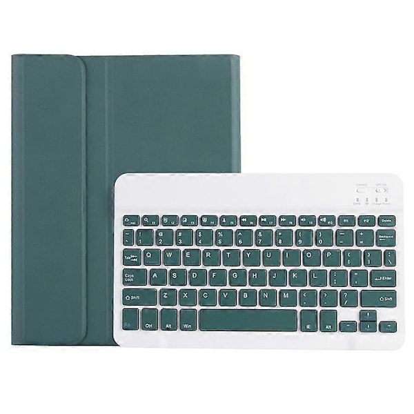 A0N7 Kompatibel for Xiaomi Pad 6 / Pad 6 Pro PU Lærdeksel Ultratynt Stativ Nettbrettveske med Avtakbart Bluetooth-tastatur DarkGreen