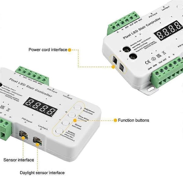 Bevægelsessensor LED Trappe Pixel Lys Controller RGB LED Controller med Dagslyssensor Trappelys