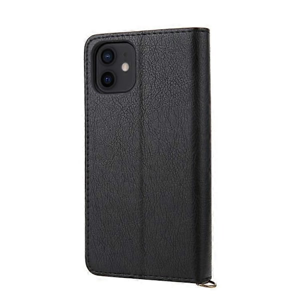 CMAI2 PU-nahkainen korttipaikallinen lompakkopuhelinkotelo yhteensopiva iPhone 12/12 Pro:lle Black