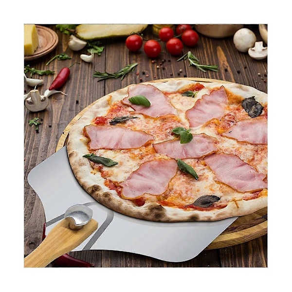 Pizzaspade 30 cm pizzaspade med foldbart træhåndtag nem opbevaring pizzaspade pizza vendespade P