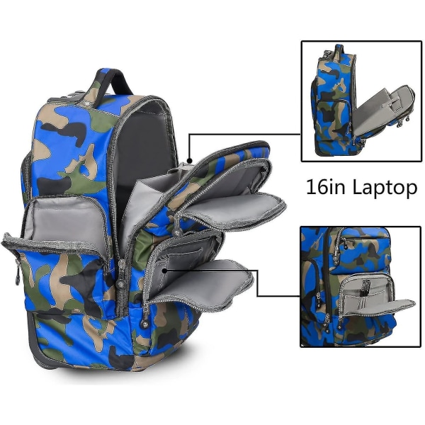 20 tum Stor Förvaring Multifunktionell Rese Rullande Ryggsäck Bagage Böcker Laptopväska Av