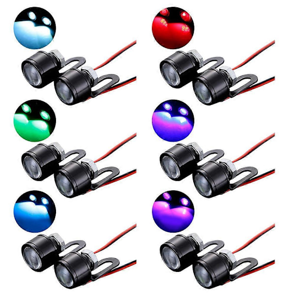 2 stk. Eagle Eye LED-lys 12V AC 150mA 3W Aluminium Hvit Belysning Motorsykkel Kjørelys