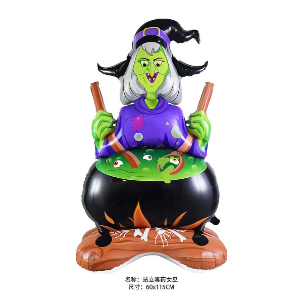 4d Halloween Aluminium Film Ballong Stor Stående Spöke Träd Dödskalle Kista Trolldryck Vakt Häxa Spis Gravsten Partydekor Potion Witch