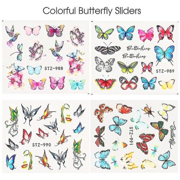 18st Nail Art Stickers Dekaler Fjärilsmönster Gör-det-själv-dekorationsverktyg Tillbehör Long Beauty_a_hf