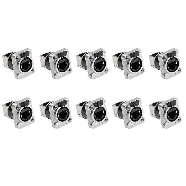10 stk. Ethernet Rj45 Chassis Socket NE8FDP Ethernet Gjennomgangskontakt IP65 Vanntett E