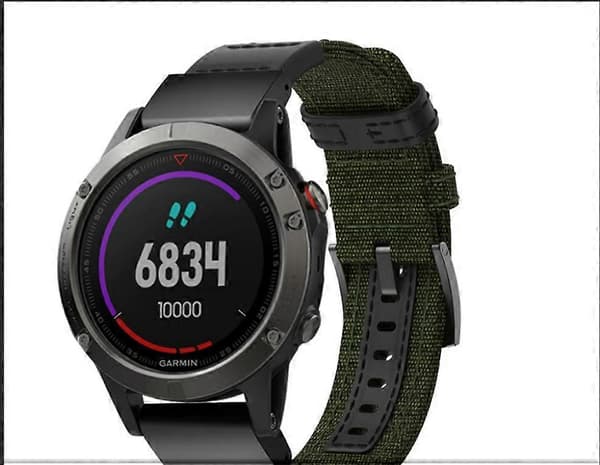 Passer til Fenix 5 Quick Release nylonrem Fenix 7 Easy Quick Release rem, Grøn