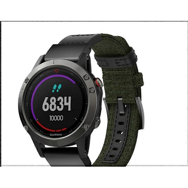 Passer til Fenix 5 Quick Release nylonrem Fenix 7 Easy Quick Release rem, grønn