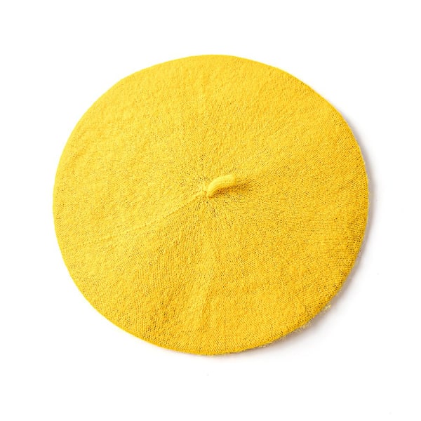 Höst- och vinterhatt ull förtjockad basker fransk konstnär basker kvinnlig målarmössa beanie yellow