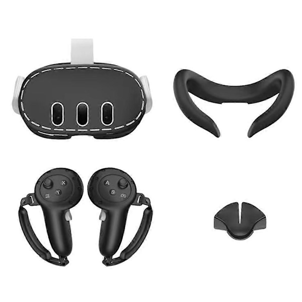 Silikone Controller Cover Case+Face Cover+Handle Case til 3 VR Headset 4 I 1 til 3 Lysegrå