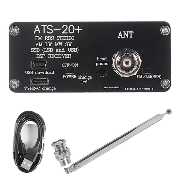 SI4732 ATS-20+ Plus ATS20+ Radiomottaker FM AM (MW & SW) SSB (LSB & USB) med + Antenne + Høyttaler +