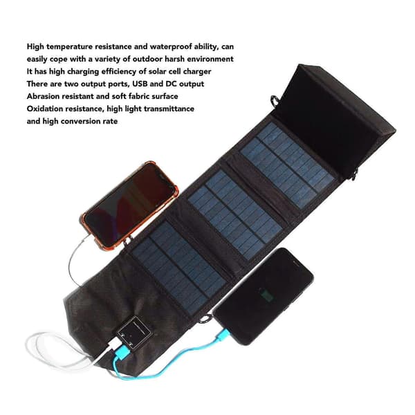 Sammenleggbar solcellelader 12W Dobbel USB Vanntett Panel for Laptop
