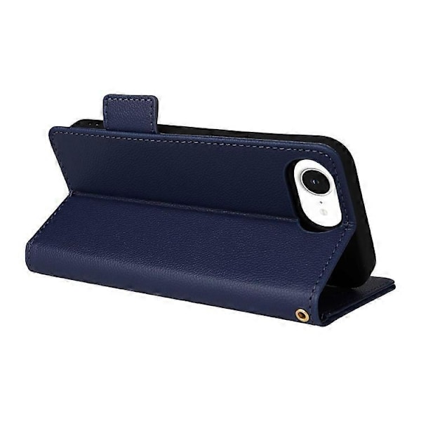 Kompatibelt Plånboksfodral för iPhone 16e, Flipfodral med Litchi-textur, PU-läder DarkBlue