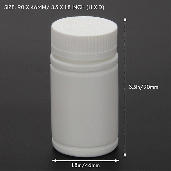 Plastik Tomme Medicinflasker Pille Tablet Beholder Holder 3 stk. Hvid