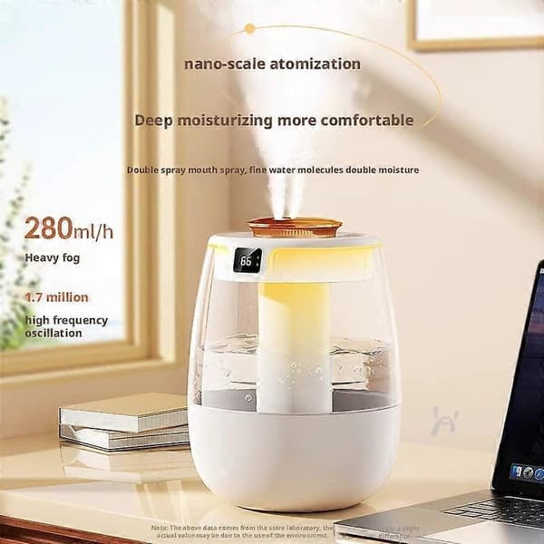 1300 ml USB-luftfuktare för sovrum Ultraljud kall dimma LED-luftfuktare White
