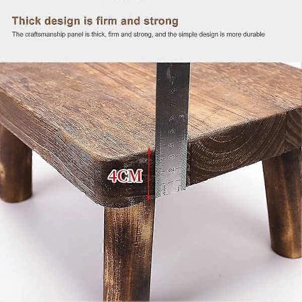 Høje Senge Trætrin Solid Træ Lille Skammel Køkken Stue Skab Holdbar Robust Rustik Og Retro Design