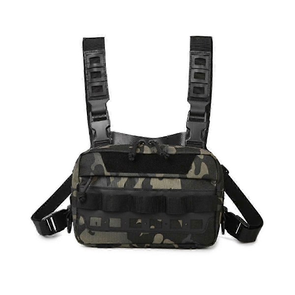 Fiskeväska Bröst Sling Pack Ryggsäck Sport Midjeväska med Fiskedrag för Camping Vandring EDC
