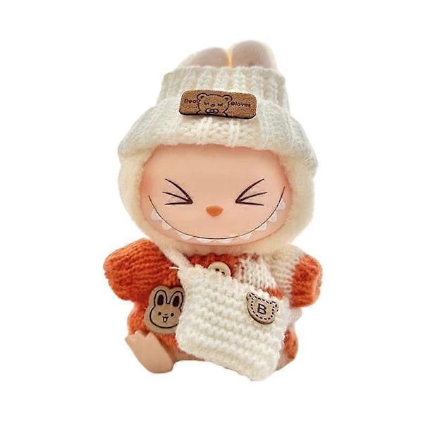 17 cm Mini Dukketøjsdragt Tilbehør Til Labubu Sweater Hat Skuldertaske Tøj Labubu Dukketøj Modetøj A4