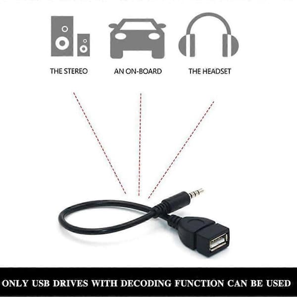 1*3,5 mm uros auton audio AUX-liitin USB Type A naarasmuunnosadapteriin