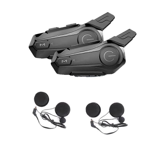 2 stk. Bluetooth Intercom Motorsykkel Fullhjelm Bluetooth Headset for 2 Intercomunicador Trådløst Headset