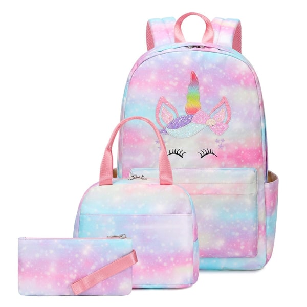 Børne Unicorn Skoletaske Letvægts Vandtæt Studenter Rygsæksæt style 1