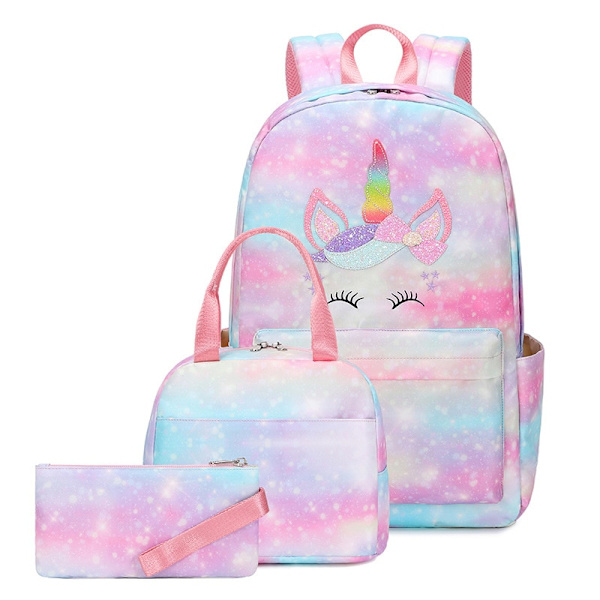 Unicorn Skolesekk for Barn Lett Vanntett Ryggsekksett for Studenter style 1