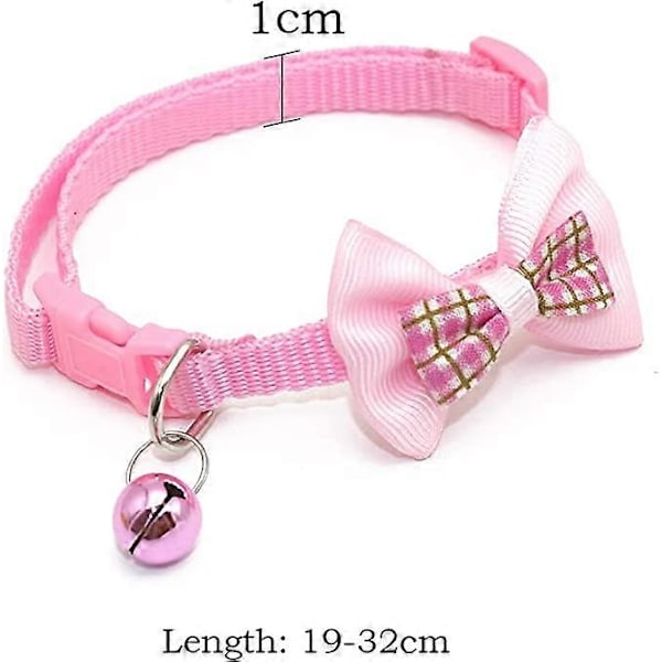 4 katt halsband med klockor och rosetter för snabbkoppling, justerbara djurhalsband, katt halsband, kattungar, små djur inomhus och utomhus