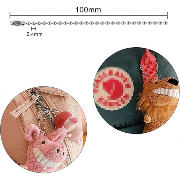 150 stk. 100 mm Lange Kulekjede Koblinger Lås 2,4 mm Diameter Kjeder Nøkkelring Tag Nøkkel